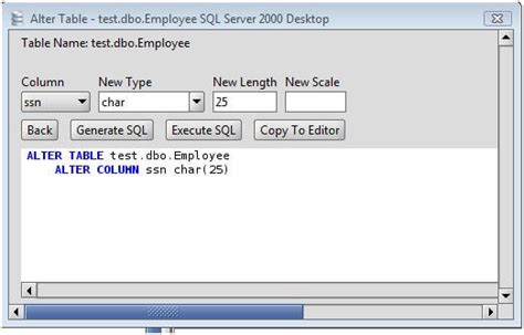 Alter table users add column address varchar(10); How to write length function in mssql
