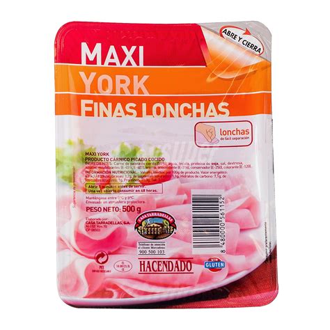 Hacendado Maxi York Finas Lonchas Paquete 500 G