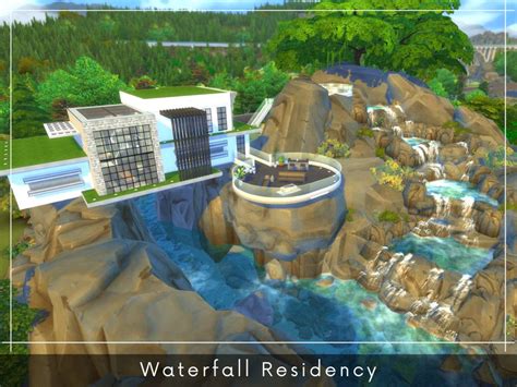 Sims 4 — Waterfall Residency By Alenna2 — Modern House Built On A