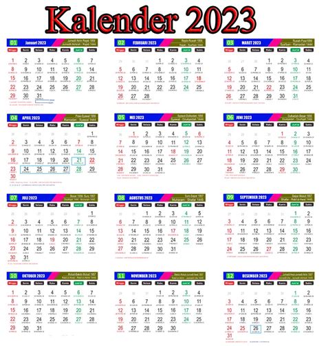Template Kalender 2023 Lengkap Dengan Tanggal Merah Cekih21 Gambaran