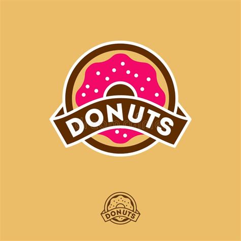 Donuts Logo Bakery Donuts Cafe Emblem Donut With Pink Icing And