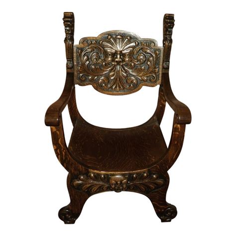 Selecting carved antique chairs requires attention to detail. Antique Carved North Wind Face & Lion's Heads Oak Throne ...