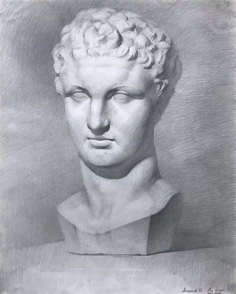 A Pencil Drawing Of A Bust Of A Man