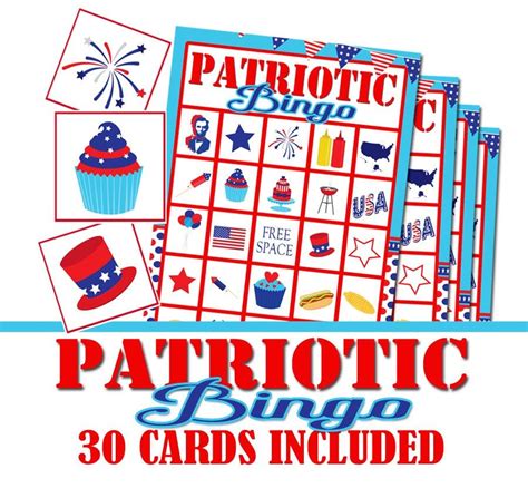 Patriotic Bingo Game With Red White And Blue Designs On Its Cover For