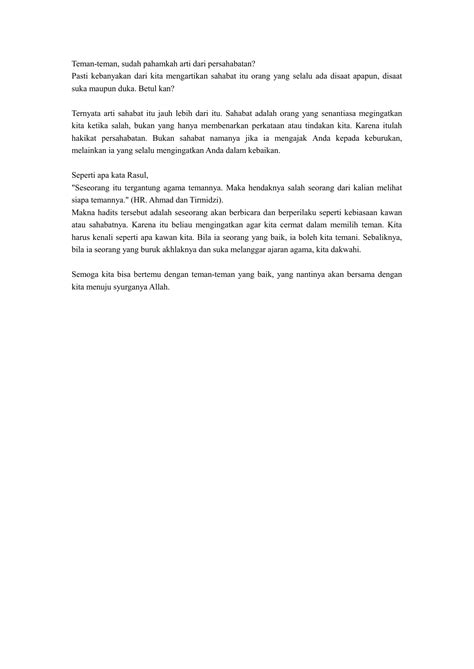 Pidato Bahasa Jawa Tentang Persahabatan Terbaru