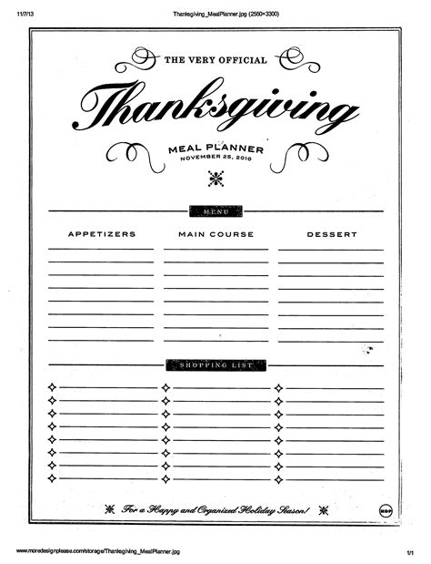Free Printable Thanksgiving Meal Thanksgiving Planner Our Thanksgiving