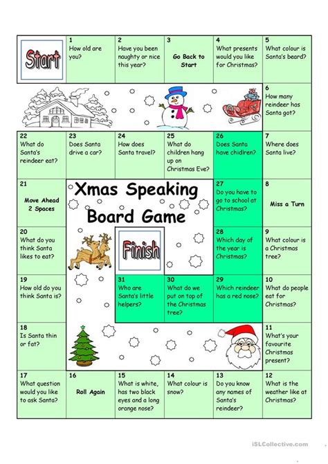 These christmas themed math worksheets for elementary schoolers are 1st grade or 2nd grade level math. Board Game - Christmas & Santa worksheet - Free ESL ...