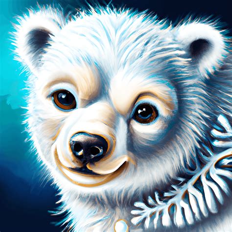 Polar Bear Whimsical Detailed Fantasy Painting Kawaii Chibi