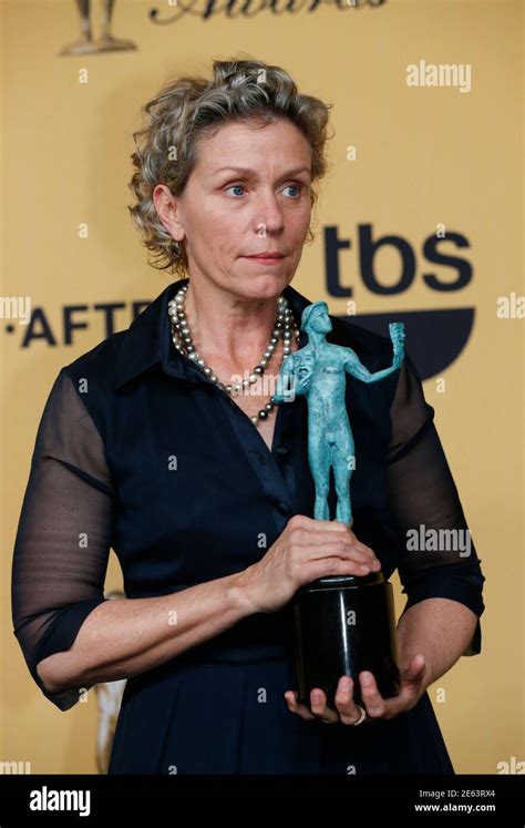 Actress Frances Mcdormand Poses Backstage With Her Award For