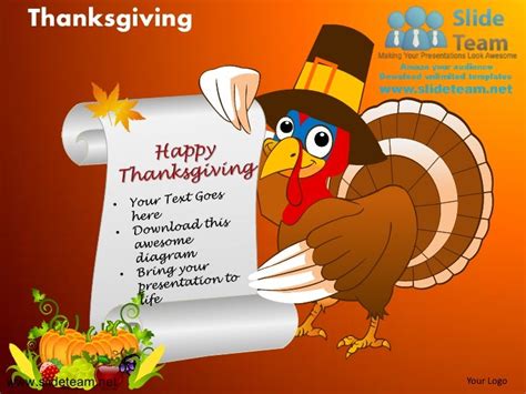 Happy Thanksgiving Turkey Celebrations Powerpoint Templates