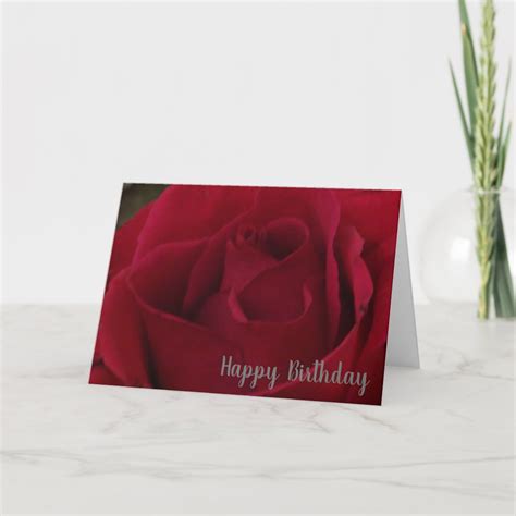 Classic Red Rose Happy Birthday Greeting Card Zazzle