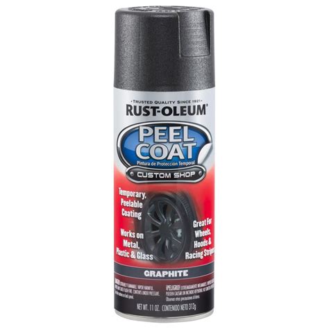 Peel coat can be applied to metal, plastic and glass surfaces. Rust-Oleum Automotive 11 oz. Peel Coat Matte Graphite ...