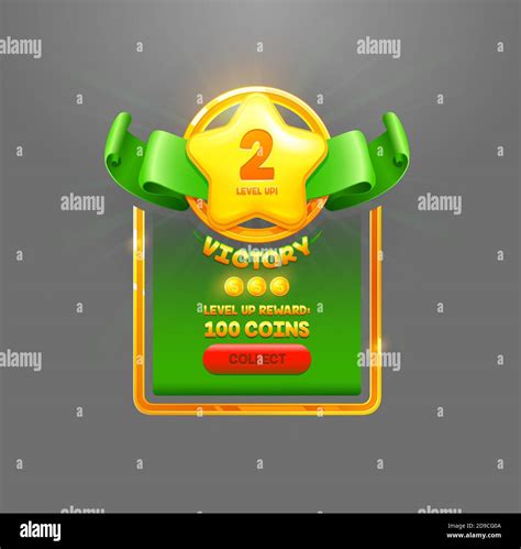 Level Up Victory Reward Cartoon Vector Online Game App Ui Isolated