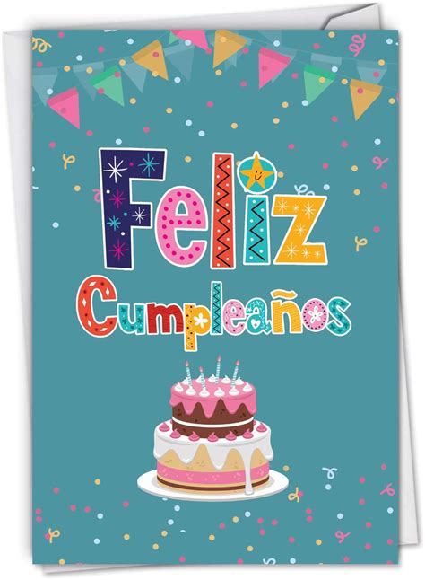 Beautiful Feliz Cumpleaños Greeting Card 475 X 6625 Inch Spanish Happy