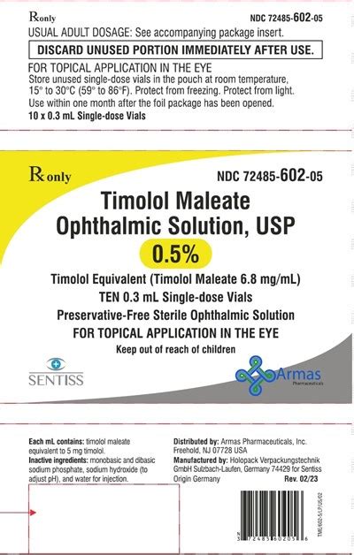 Fda Label For Timolol Maleate Solution Ophthalmic Indications Usage