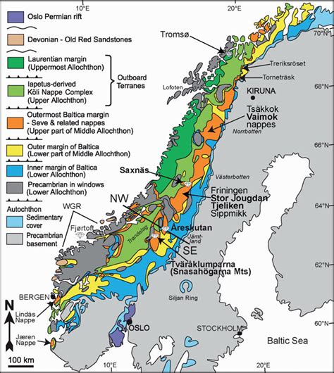 Tectonostratigraphic Map Of The Scandinavian Caledonides Modified