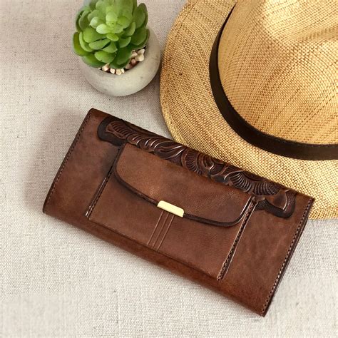 Brown Leather Walletwomens Leather Wallettooled Leather Wallet