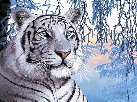 White Tiger Digital Art By Jacqueline Brodie Welan