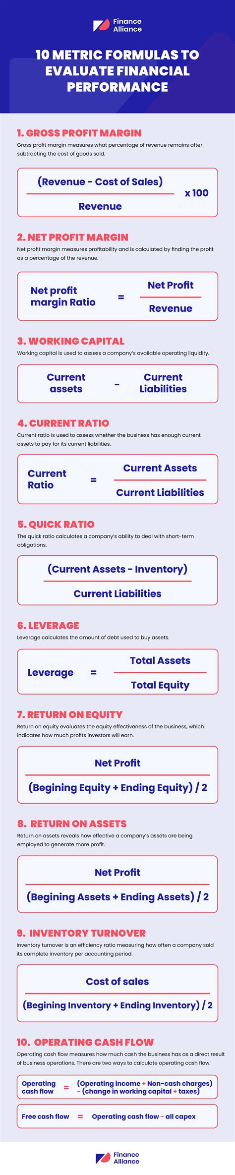 Infographic 10 Financial Performance Metrics And Calculations