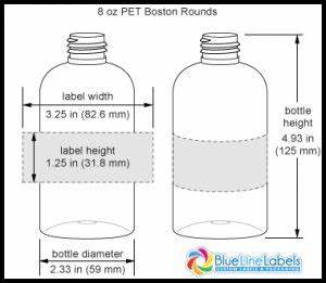 Bottle Size Chart Cosmetic Labels By Blue Line Labels