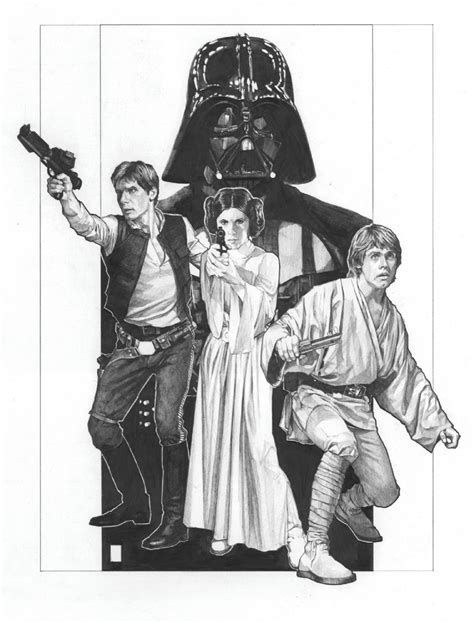 Princess Leia Han Solo And Luke Star Wars C4 Art 2007 Russell Walks