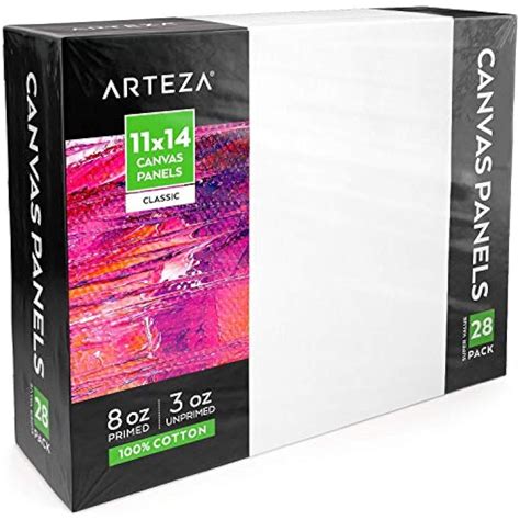 Arteza 11x14 White Blank Canvas Panels Boards Bulk Pack Of 28 Primed