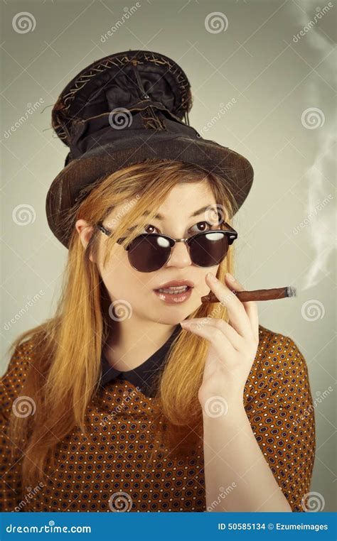 Cute Girl Tramp Stock Photo Image Of Smoke Cigar Girl 50585134