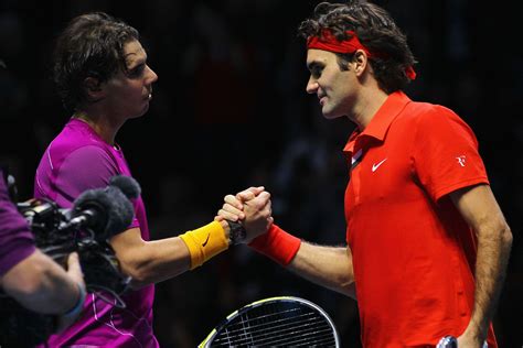 Roger Federer And Rafael Nadal During Their Final At The Atp World Tour