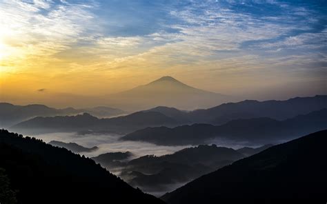 Nature Landscape Mountain Mist Sky Clouds Sunrise Wallpapers Hd