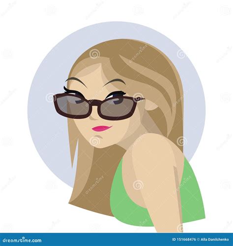 Beautiful Woman Portrait Young Girl In Sunglasses Stock Vector Illustration Of Face Curly