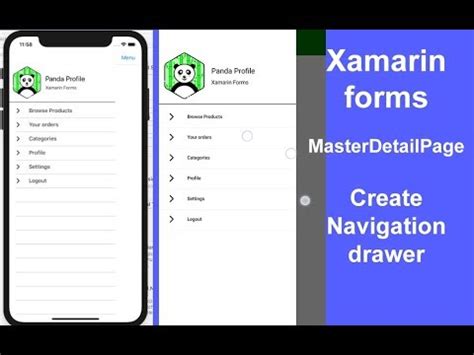 Xamarin Forms Create Masterdetailpage Navigation Drawer Youtube