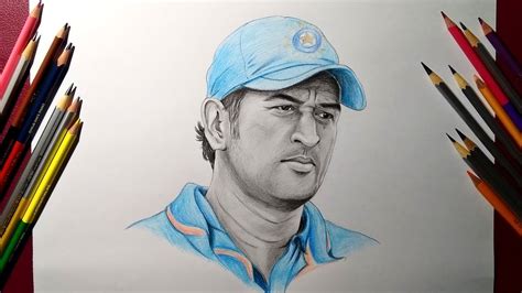 How To Draw Ms Dhoni Face For Beginners Youtube