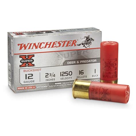 winchester super x buckshot 12 gauge 2 3 4 shell 1 buck 16 pellets 5 rounds 95682 12