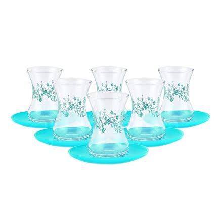 Turkish Tea Glasses Set Of Six Turquoise