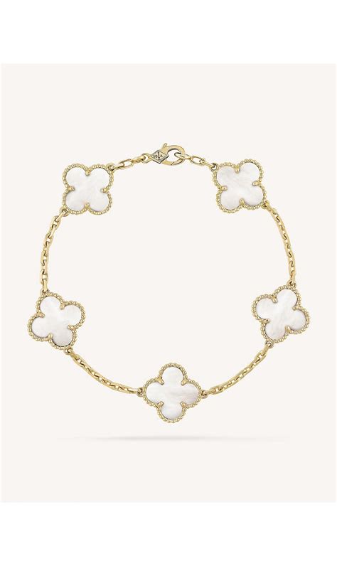 VAN CLEEF ARPELS Vintage Alhambra Gold And Mother Of Pearl Bracelet Selfridges Com Jewelry