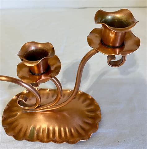 Gregorian Copper Set Of 2 Solid Copper Double Candle Stick Etsy