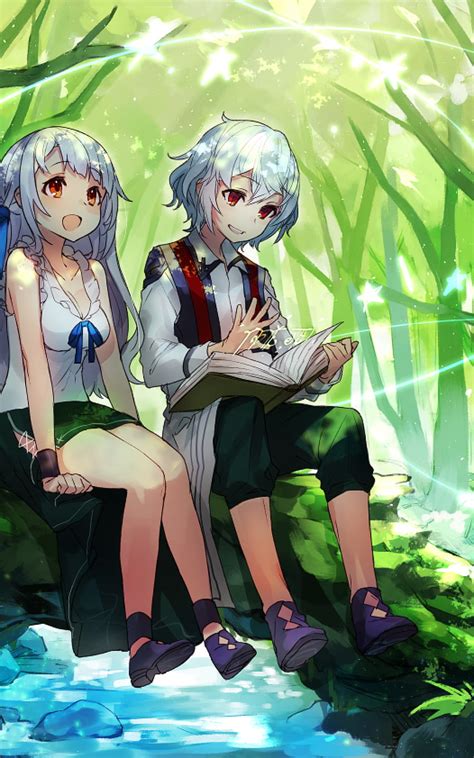 1600x2560 Anime Twins Girl And Boy Forest Reading A Girl Twins Hd