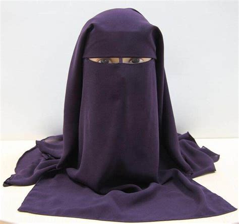 Muslim Black Face Cover Veil Layers Women Hijab Burqa Niqab Arab