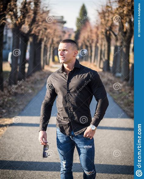 One Handsome Young Man In City Setting Stock Image Image Of Cool