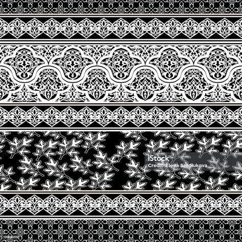 Black And White Seamless Patternwith Oriental Motif Stock Illustration