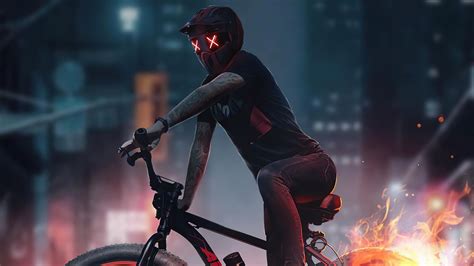 2560x1440 Bicycle Rider Fire Burnout 5k 1440p Resolution Hd 4k