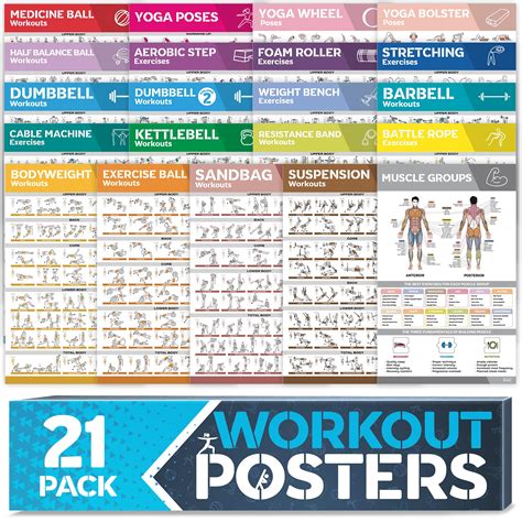 Buy 21 Pack Laminated Large Workout Set Perfect Workout S For Home