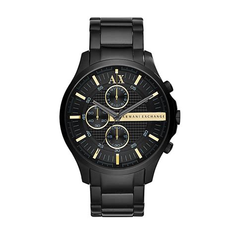 Emporio armani tazio gold blue dial tachymeter chronograph mens watch ar6088. Armani Exchange Men's Black Ion Plated Chronograph Watch ...