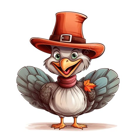 Happy Thanksgiving With Turkey Cartoon With Hat Thanskgiving Card