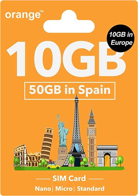 Orange Europe Prepaid Sim Card 10gb In 4glte 50 Mins Call From