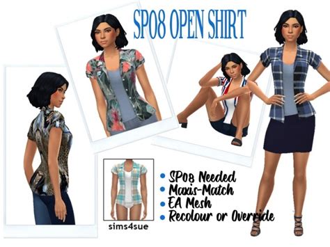 Sp08 Open Shirt At Sims4sue Sims 4 Updates