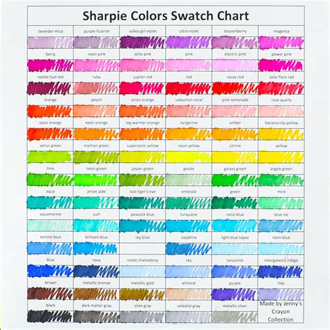Printable Sharpie Color Chart Printable Word Searches