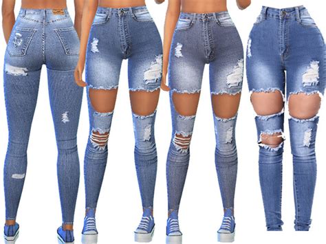 Distressed Skinny Medium Blue Denim Jeans By Pinkzombiecupcakes At Tsr Sims Updates