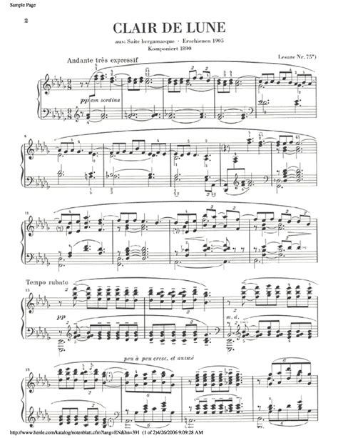 Clair De Lune By Claude Debussy Jw Pepper Sheet Music Piano Sheet