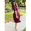 Burgundy Lace Modest Dress  Bridesmaids Dresses With Sleeves